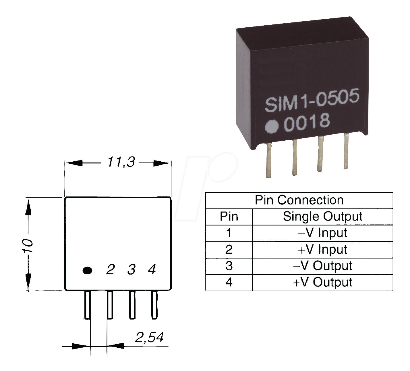 SIM1-2412 SIL4 - DC/DC-Wandler AM1S, 1 W, 12 V, 83 mA, SIL-4 SIM1-2412 SIL4 - DC/DC-Wandler AM1S, 1 W, 12 V, 83 mA, SIL-4 von AIMTEC