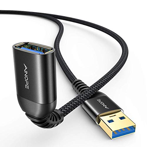 1M USB Verlängerung Kabel AINOPE USB 3.0 Verlängerungskabel A Stecker auf A Buchse mit eleganten Alluminiumsteckern, Nylon Stoffmantel für Kartenlesegerät,Tastatur, Drucker, Scanner, Kamera von AINOPE