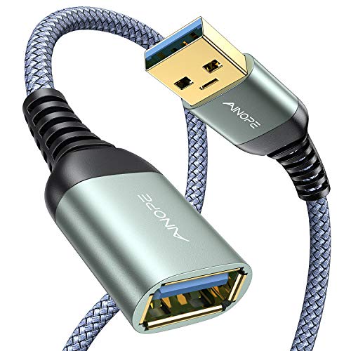 AINOPE USB Verlängerung USB A Verlängerungskabel 3.0 Kabel Verlängerung mit Alluminiumsteckern, Langlebiges Nylongeflecht für Kartenlesegerät,Tastatur, Drucker, Scanner, Kamera, 0.5M, grau von AINOPE