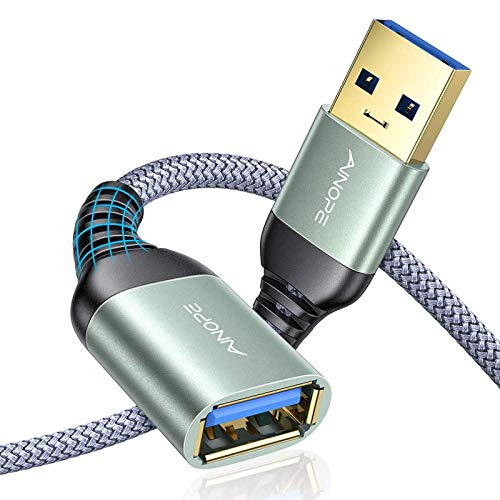 AINOPE 2 Stück 3M+3M USB Verlängerung Kabel USB 3.0 Verlängerungskabel A Stecker auf A Buchse mit eleganten Alluminiumsteckern, Nylon Stoffmantel für Kartenlesegerät,Tastatur, Drucker, Scanner von AINOPE