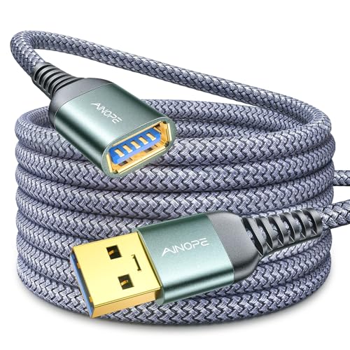 AINOPE 3M USB 3.0 Verlängerung Kabel USB Verlängerungskabel A Stecker auf A Buchse mit eleganten Alluminiumsteckern, Nylon Stoffmantel für Kartenlesegerät,Tastatur, Drucker, Scanner, Kamera von AINOPE