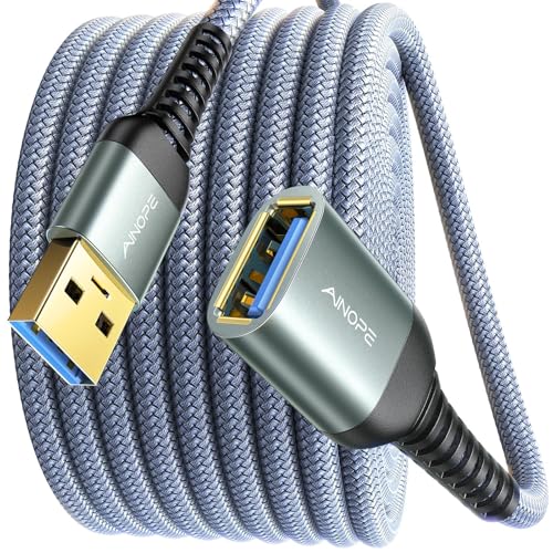AINOPE USB Verlängerung 3M USB A Verlängerungskabel 3.0 Kabel Verlängerung mit Alluminiumsteckern, Langlebiges Nylongeflecht für Kartenlesegerät,Tastatur, Drucker, Scanner, Kamera von AINOPE