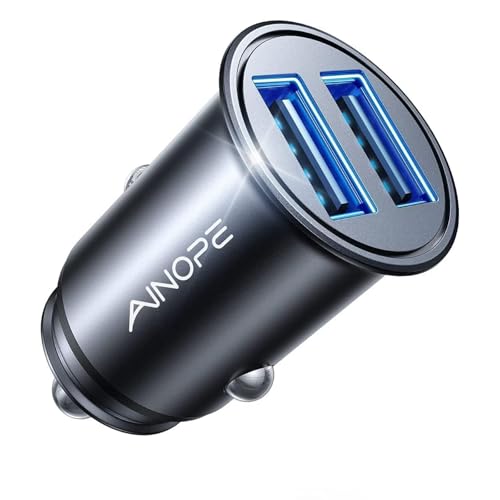 AINOPE 24W Zigarettenanzünder USB, [Mini Metall] 12V USB Adapter Auto Ladegerät, 4.8A Car Charger Steckdose Auto Handy Ladegerät für iPhone 16, Galaxy S25, iPad Pro, Huawei, Xiaomi und mehr von AINOPE