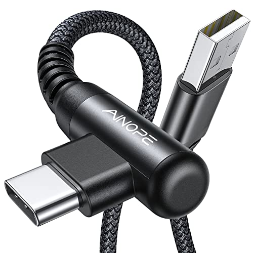 AINOPE USB-C-Ladekabel, 2 Stück (2 m), 3,1 A Schnellladung, rechtwinkliges Kabel, langlebiges nylongeflochtenes, kompatibel mit Galaxy S10, S9, S21, LG V30, V20, G6, Smartphone von AINOPE