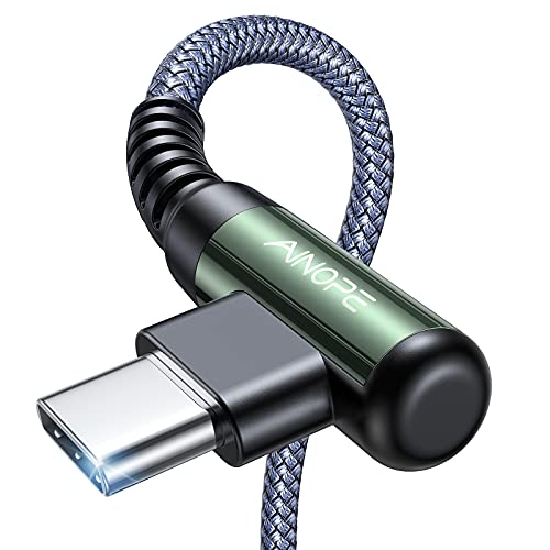 AINOPE USB-C-Ladekabel 2M, 3.1 A Schnellladung, Rechtwinkliges USB-C-Kabel, Langlebiges Nylongeflochtenes USB-C-Ladekabel, Kompatibel für Samsung S10 S9 S8 Plus Note 10 9 8 A3 A5 2017 LG G5 G6 von AINOPE