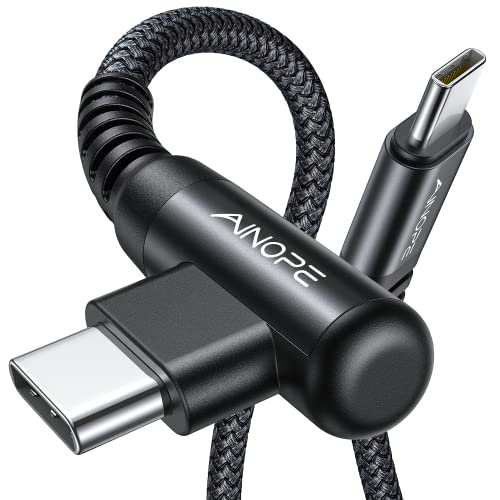 AINOPE USB C auf USB C Kabel 60 W, [2er-Pack 3 m] USB Typ C Schnellladekabel rechtwinklig, kompatibel mit Samsung S23 S22 S21, MacBook Air/Pro 13 Zoll, iPad Pro/Air 2020, Pixel-B Lack von AINOPE