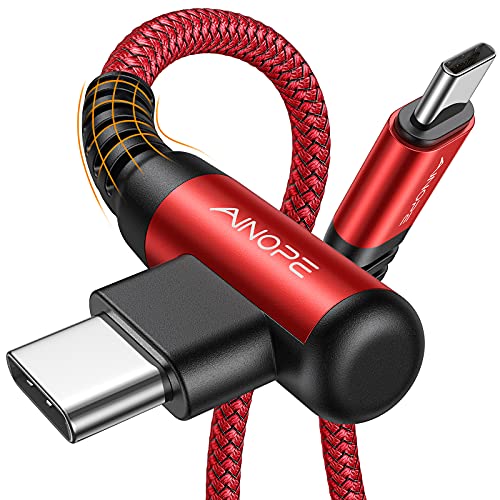 AINOPE USB C auf USB C Kabel 60W [2er Pack] [1M+1M] USB Typ C Schnellladekabel rechtwinklig Red von AINOPE
