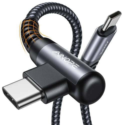 AINOPE USB C auf USB C Kabel 60W [2er Pack] [2M+2M] USB Typ C Schnellladekabel rechtwinklig Zementgrau von AINOPE