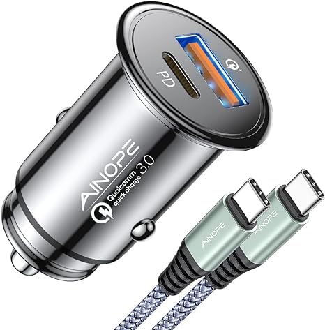 AINOPE 67.5W Zigarettenanzünder USB C Auto Ladegerät QC3.0 PD45W Schnell Metall kfz Ladegerät USB C Adapter Auto Zubehör [mit USB C zu C Kabel] Kompatibel mit iPhone 16 15 14 Pro Max 13 iPad, Samsung von AINOPE