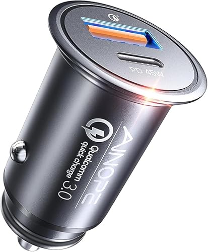 AINOPE 67.5W 99% Unsichtbar Super Mini Zigarettenanzünder USB C 12v USB Adapter Auto Ladegerät Stecker Kfz Ladegerät USB C für iPhone 16/15/14/13/Pro Max Plus iPad, Samsung S25 S24 von AINOPE