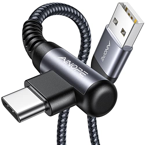 USB C Kabel 90 Grad Winkel [2Stück 2m] Schnellladung, Ladekabel USB C Nylon Type C Kabel für Samsung Galaxy von AINOPE
