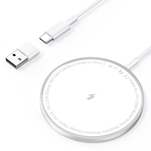 15W Mag-Safe Ladegerät, Induktive Ladestation iPhone Wireless Charger für Apple iPhone 15 Pro Max/15 Pro/15 Plus/15/14 Pro/13/12/AirPods Pro, Kabelloses Ladegerät iPhone Induktives Ladegerät Ladepad von AINPOW