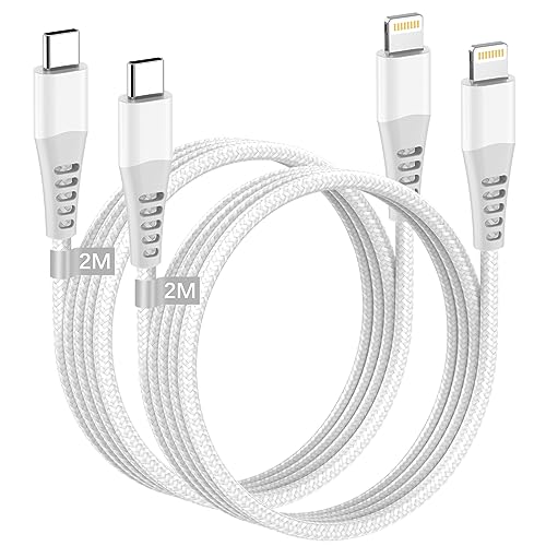 USB C Lightning Kabel 2M 2Pack[MFi-Zertifiziert], USB C iPhone Ladekabel Schnellladekabel iPhone Kabel Nylon Apple Ladekabel 2M für iPhone 14 Pro Max 13 12 Mini 11 XR XS 8 SE von AINPOW