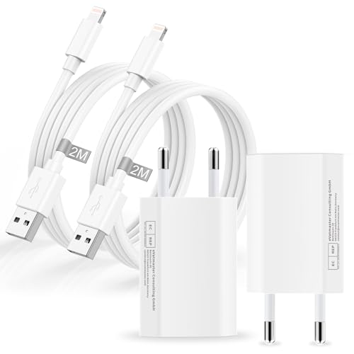 iPhone Ladekabel 2M mit iPhone Ladegerät 4Pack[Apple Mfi Zertifiziert], USB Ladegerät iPhone und Apple ladekabel, iPhone Charger Stecker Adapter Netzteil für iPhone 14 13 12 11 Pro Max XS XR X 8 7 6 5 von AINPOW