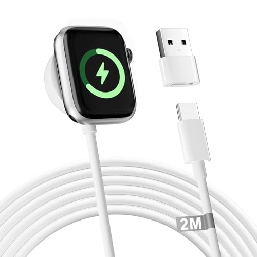 iWatch Ladekabel 2M für Apple Watch Ladekabel, Apple Watch Ladegerät Magnetisch Apple Watch Kabel USB C für Apple Watch Series 9/8/7/6/5/4/3/SE/Ultra von AINPOW