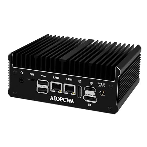 AIOPCWA Industrie-PC, lüfterloser Mini PC, Celeron J6412/J6413, Dual 2.5GbE i226V LAN Ports, 2 × COM RS232, WiFi/BT/SIM, Fanless Mini Desktop Computer, Barebone NO RAM NO SSD NO OS AIOPCWA Industrie-PC, lüfterloser Mini PC, Celeron J6412/J6413, Dual 2.5GbE i226V LAN Ports, 2 × COM RS232, WiFi/BT/SIM, Fanless Mini Desktop Computer, Barebone NO RAM NO SSD NO OS von AIOPCWA
