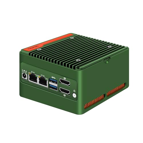 AIOPCWA N355 X86-P6 Mini PC (N305 Upgrade), 4X M.2 NVMe NAS Mini Desktop Computer with 2X i226-V 2.5GbE LAN, DDR5 Micro PC Barebone NO RAM/SSD/OS, 2-Display, WiFi7/BT5.4 Expandable von AIOPCWA