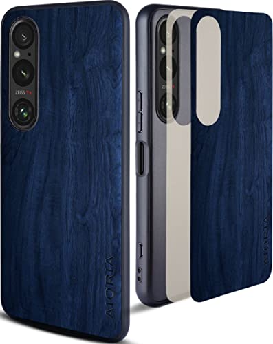 AIORIA Für Sony Xperia 1 V hülle Neue Retro-Luxus-Mikrofaser, Öko-Leder, stoßfeste, verschleißfeste Handyhülle für Sony Xperia 1 V 5G (Blau) von AIORIA