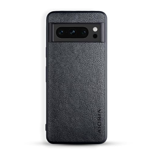 AIORIA Hülle für Google Pixel 8 Pro 5G, 6,7 Zoll Bildschirm Premium PU Leder Handyhülle Retro Business Design Vollständige Schutzhülle für Google Pixel 8 Pro 5G (Schwarz) von AIORIA