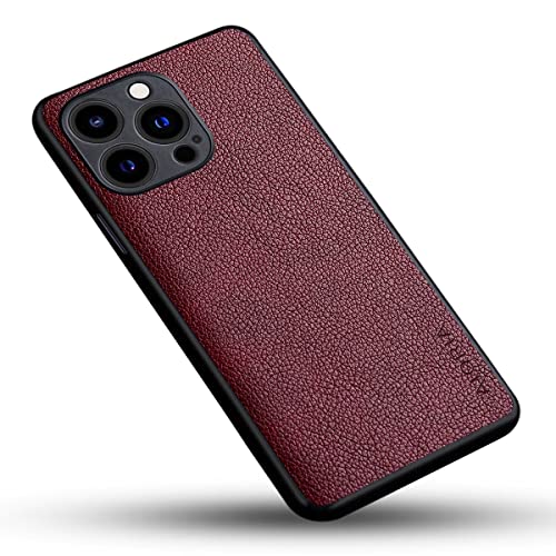 AIORIA Hülle für iPhone 13 Pro Max, Premium-PU-Leder, Retro-Design, volle Schutzhülle für iPhone 13Pro Max 5G (Rot) von AIORIA