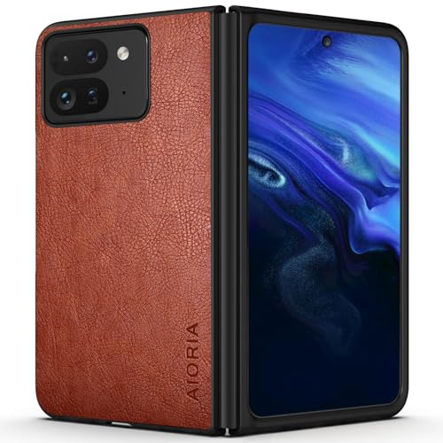AIORIA Schutzhülle für Google Pixel 9 Pro Fold 8 Zoll (20,3 cm), Premium-PU-Leder, Retro-Business-Design, vollständige Schutzhülle für Google Pixel 9 Pro Fold Case (braun) von AIORIA
