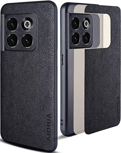 Aioria für Oneplus 10T Hülle, Premium Leder Handyhülle Retro Design Vollschutzhülle für Oneplus 10T 5G (Schwarz) von AIORIA