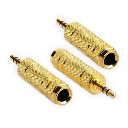 AIRHSKWI 1 x 3 x Stereo-Adapter 1/8 auf 1/4 Konverter für Player-Kopfhörer und Musikinstrument-Zubehör von AIRHSKWI
