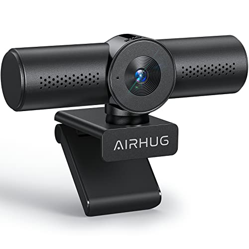 AIRHUG 2K Webcam -Full HD 1080P Webcam mit Zwei Mikrofonen, Mit Sichtschutz Abdeckung, 72°Weitwinkel Computer Webcam, USB Plug&Play, Autofokus, Kompatibel für Online-Meeting, Streaming von AIRHUG