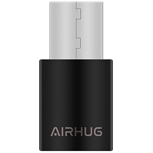 USB-Bluetooth-Adapter – drahtloser Audio-Dongle-Empfänger – unterstützt Desktop, Laptop, Headsets und Lautsprecher (Black) von AIRHUG