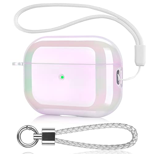 AIRSPO AirPods Pro 2. Generation Case Cover Clear Lasher Hard PC Schutzhülle Bunte AirPod Pro 2 Cover Skin Kompatibel mit Apple AirPods Pro 2 mit Schlüsselanhänger (Glitzerweiß) von AIRSPO