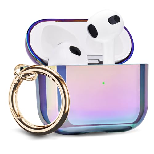 AIRSPO Airpods 3 Hülle, transparent, weiche TPU-Schutzhülle, kompatibel mit Apple AirPods 3. Generation, kabelloses Laden, Hülle mit Schlüsselanhänger (Lila) von AIRSPO