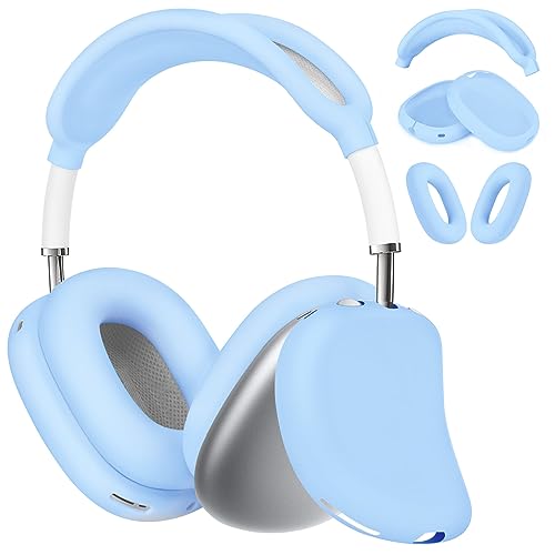 AIRSPO Airpods Max Schutzhülle, Silikon-Hülle für Apple AirPods Max Kopfhörer, Kratzfester Ohrpolster-/Kopfbügelschutz, Zubehör (Himmelblau) von AIRSPO