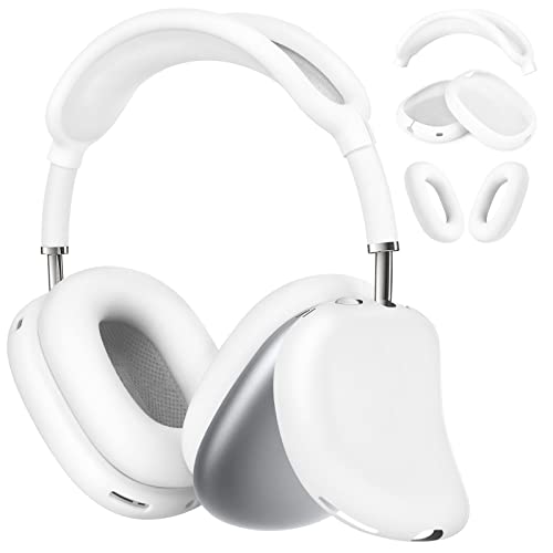 AIRSPO Airpods Max Schutzhülle, Silikon-Hülle für Apple AirPods Max Kopfhörer, Anti-Kratz Ohrpolster/Kopfbügel-Abdeckung, Airpod Max Zubehör (Weiß) von AIRSPO