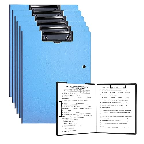 A4 Klemmbrett Ordner, 6er Doppelclip Schreibbrett, Zwischenablage Schreibblock für Geschäft, Büro, Schule oder Restaurant - Blau von AIRUI