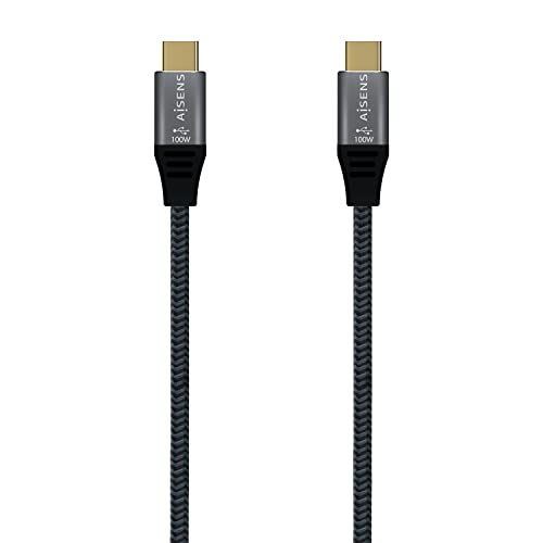AISENS - A107-0671 - USB 3.2 Gen2x2 20Gbps 5A 100W E-mark, Typ USB-C/M-USB-C/M, grau, 1,0 m von AISENS