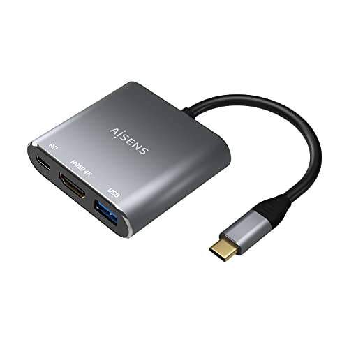 AISENS - A109-0669 Konverter USB-C auf HDMI/USB-C PD/Typ A USB 3.0, 3-in-1, grau, 15 cm von AISENS
