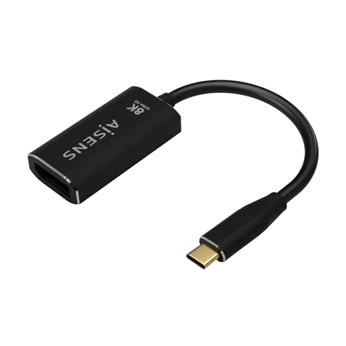 AISENS - A109-0690 Konverter aus Aluminium, USB-C auf DisplayPort, 8K@60Hz, USB-C/M-DP/H, Schwarz, 15 cm von AISENS