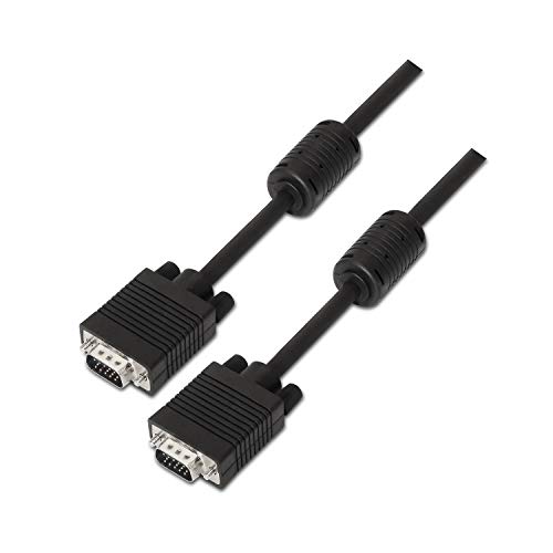 AISENS A113-0072 SVGA-Kabel mit Ferrit, HDB15/Stecker, 3 m, für Monitor/TV/Projektor, Schwarz von AISENS
