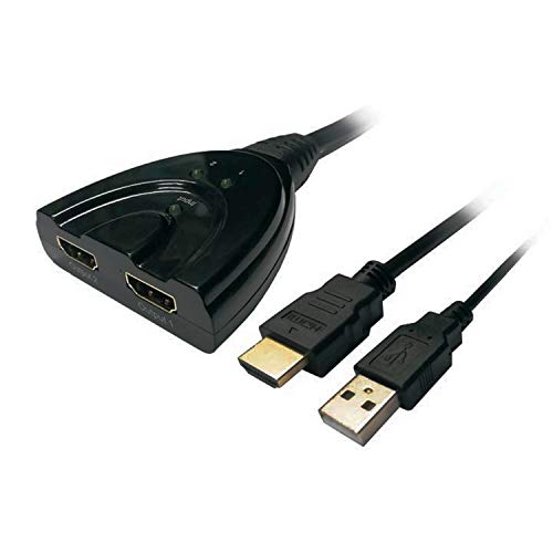 AISENS A123 – 0128 – HDMI Splitter mit Kabel und USB Netzteil HEC-50 cm, Schwarz von AISENS