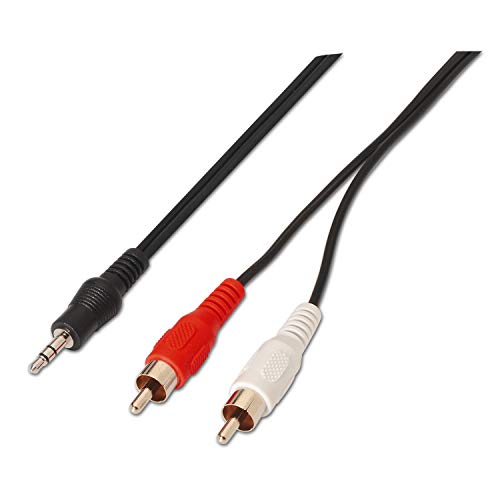 AISENS A128 – 0147 – Audio Stereo Kabel (Jack 3.5/M-2 X RCA männlich, 1,5 m) schwarz von AISENS