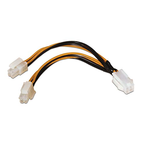 AISENS A131-0166 Stromkabel für Mikroprozessor (4 Pin/H-4+4 Pin/M, 15 cm), Schwarz von AISENS