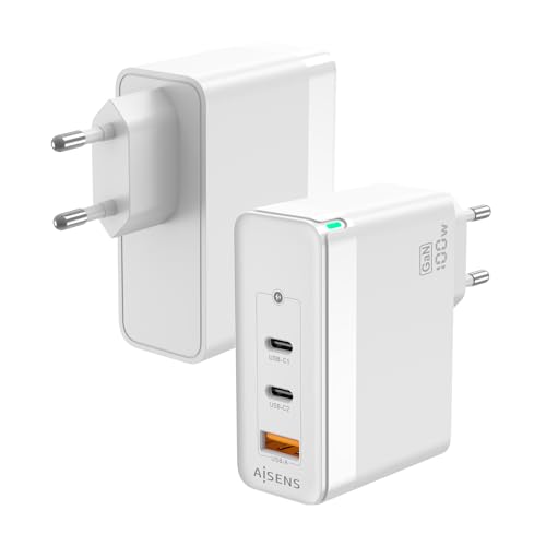 AISENS - ASCH-100W3P008-W - Ladegerät GAN 100W, 2XUSB-C PD3.0 QC4.0 QC5.0, 1XUSB-A QC3.0, Weiß von AISENS