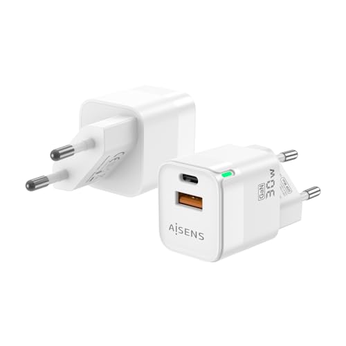 AISENS - ASCH-30W2P004-W - GAN Ladegerät 30W, 1XUSB-C PD3.0 QC4.0, 1XUSB-A QC3.0, Weiß von AISENS