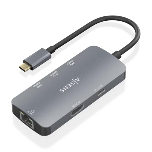 AISENS ASUC-6P019-GR 6-in-1-USB-C-Dock, USB-C A 1XHDMI, 1XRJ45, 3XUSB-A, 1XUSB-C PD, Grau, 15 cm AISENS ASUC-6P019-GR 6-in-1-USB-C-Dock, USB-C A 1XHDMI, 1XRJ45, 3XUSB-A, 1XUSB-C PD, Grau, 15 cm von AISENS