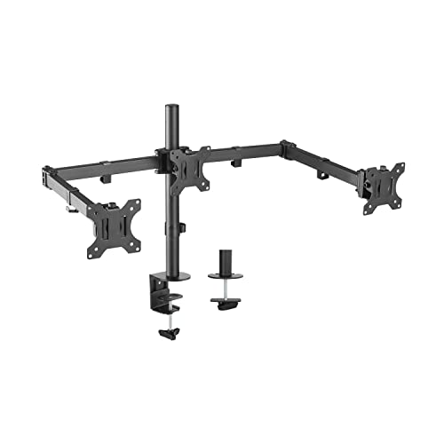 AISENS DT27TSR-061 Tischhalterung für 3 Monitore 7 kg (3 Stück, 2 Arme) von 13-27, Schwarz von AISENS