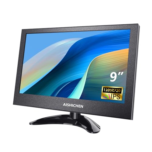 AISHICHEN 9 Inch Small Monitor HDMI Mini Monitor Mit Lautsprecher Raspberry Pi klein Display 1280x720 Mit VGA/HDMI-Unter stützung für Geschäft/Hausgebrauch/Computer, Metallgehäuse (9 Inch) von AISHICHEN