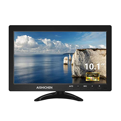 AISHICHEN Mini Monitor 10.1 Zoll, Raspberry Pi Display 1280 x 800, IPS Bildschirm with HDMI USB VGA AV BNC - Tragbarer Monitor für Büro/Geschäft/Computer, TV-Boxen, DVRs, Spielegeräte von AISHICHEN