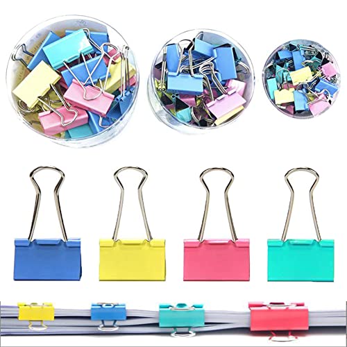 Foldback Klammern Set 148 Stück 15/19/25mm Binder Clips Metall Papierklammern Vielzweckklammern Bunt von AISHOW