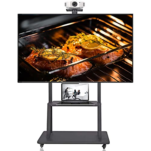 Boden-TV-Wagen mit Rädern für 50/55/60/65/70-Zoll-Fernseher, rollender TV-Ständer mit 2 Ablagen für Wohnzimmer/Schlafzimmer/Sitzungszimmer, höhenverstellbar Boden-TV-Wagen mit Rädern für 50/55/60/65/70-Zoll-Fernseher, rollender TV-Ständer mit 2 Ablagen für Wohnzimmer/Schlafzimmer/Sitzungszimmer, höhenverstellbar von AISNXOQI