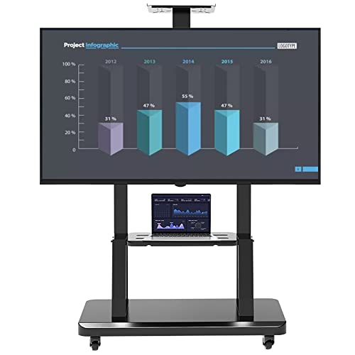 Bodenstehender TV-Ständer für 40-75-Zoll-LCD-LED-Fernseher, schwarzer moderner mobiler rollender TV-Wagen mit feststellbaren Rädern für Entertainment-Center, höhenverstellbar von AISNXOQI